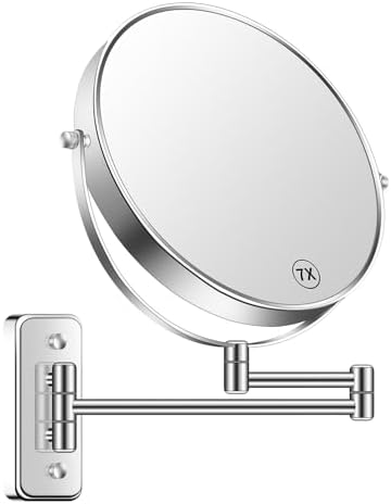 BTremyr 9-Inch Large Wall-Mounted Double-Sided 7X Magnifying Mirror
