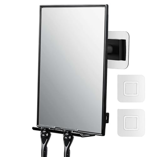 Shower Mirror with 2 Replaceable razors Squeegee 360 Adjustable