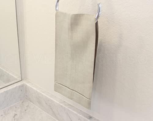 CleverDelights Light Stone Hemstitch Hand Towels x6 - 14x22