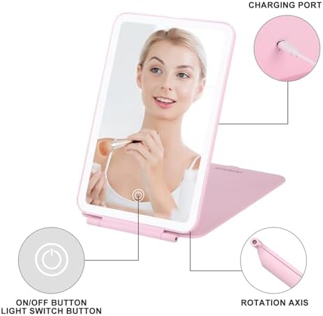 Travel Makeup Mirror w3 Light Modes