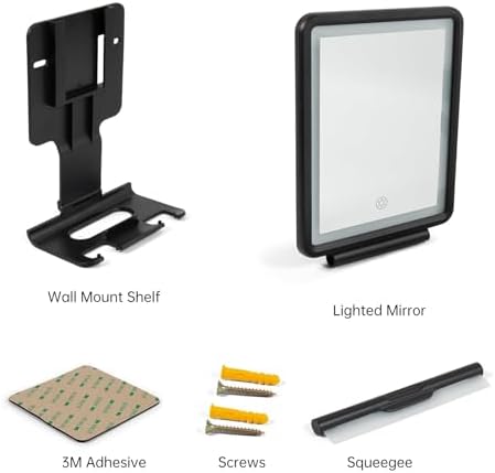No Fog shower mirror with Squeegee 3-light modes