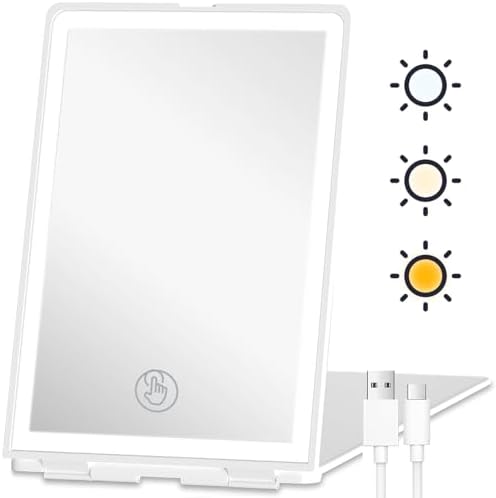 Versatile Travel Makeup Mirror with 3 Light Modes