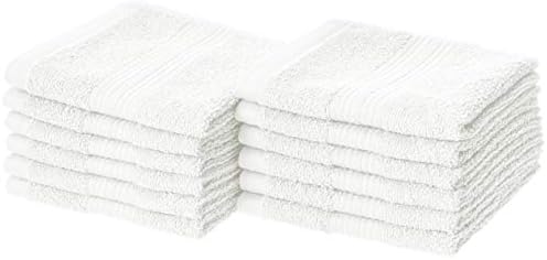Amazon Basics Cotton Washcloths for Face 12-Pack White 12x12