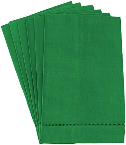 CleverDelights Green Hemstitch Hand Towels