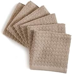 DKNY Quick-Dry 100 Cotton 6-Pack Washcloth Set 12x12 Linen