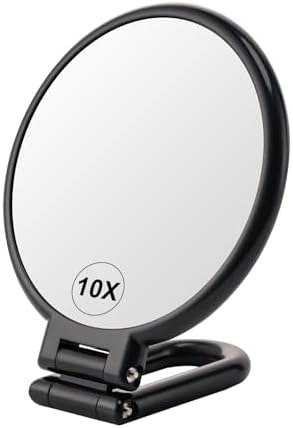 Versatile 10X Magnifying Handheld Mirror with Dual Faces