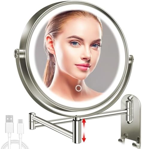 Vivid Lighted Makeup Mirror with 360 Rotation Rechargeable Battery and 10X Magnification