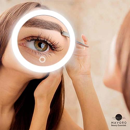 10X Magnifying Mirror for Travel with LED Light