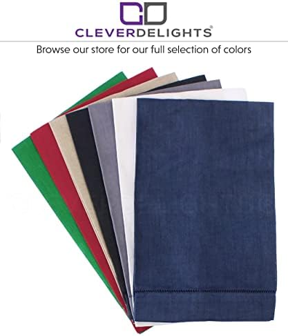 CleverDelights Light Stone Hemstitch Hand Towels x6 - 14x22