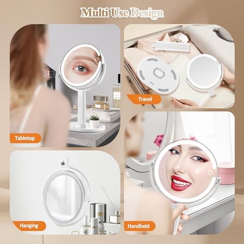 Double-Sided Makeup Mirror with Lights