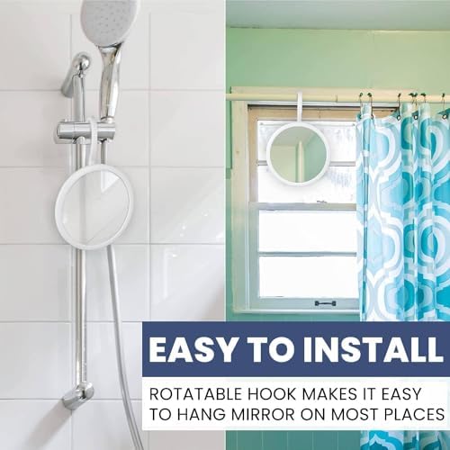 Mirrorvana - Hangable Round Fogless shower mirror with 360 Swivel Rotatable Hook