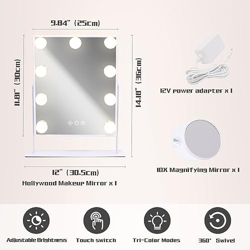 COOLJEEN 9 LED Vanity Mirror with 10X Magnification