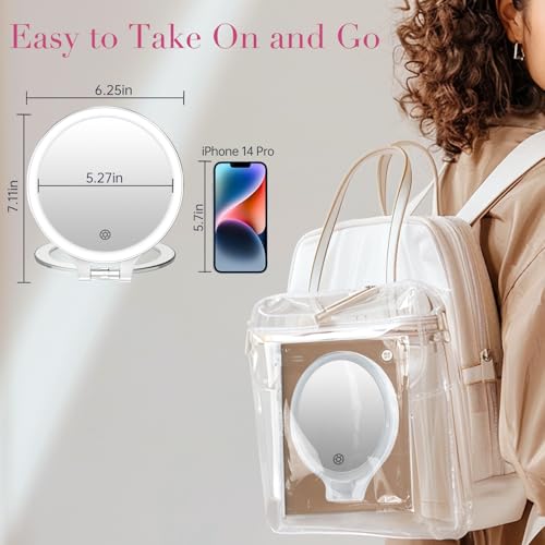 FASCINATE Rechargeable Travel Magnifying Mirror with 10X Increments