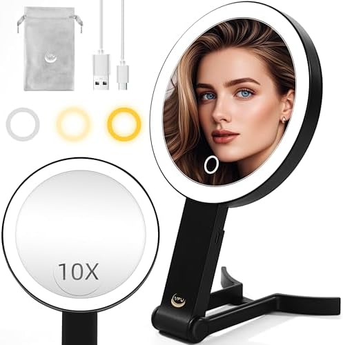 Compact Travel Makeup Mirror for Women with 3 Lighting Modes
