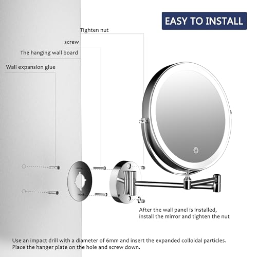 Hasipu10-Inch Wall-Mounted Makeup Mirror