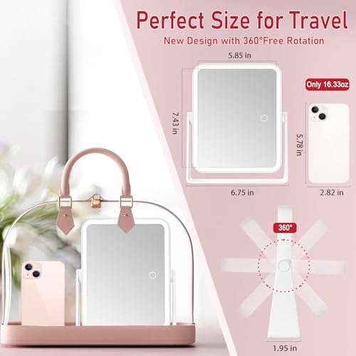 Stylish Rechargeable Makeup Mirror with Lights