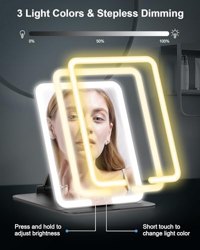 Gospire Compact 10x Makeup Mirror with LED Lights Stand