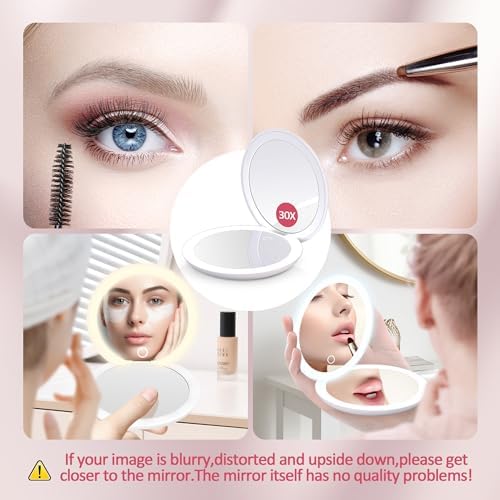 Compact Rechargeable Magnifying Mirror for Travel with Quicksand Design