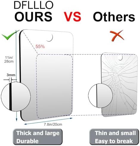 DFLLLO Large shatterproof shower mirror for travel bathroom convenience