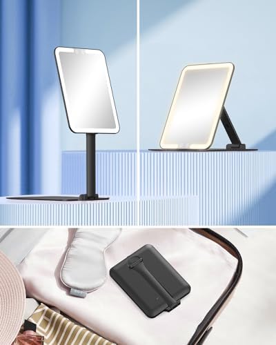 Gospire Compact 10x Makeup Mirror with LED Lights Stand