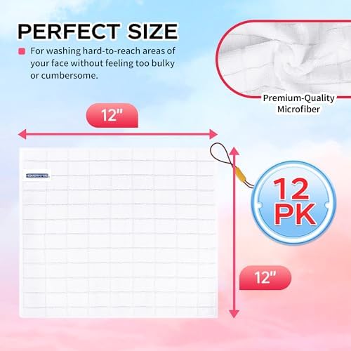 12-Piece Microfiber Washcloth Set Soft Reusable Lint-Free for Daily Use