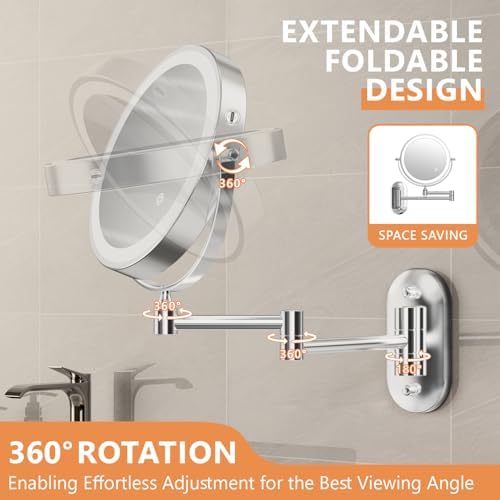 Wall-Mounted Digital Makeup Mirror 8 with 1X10X Magnification