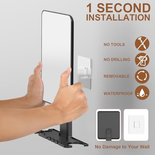 Fogless Shower Mirror with Razor Holder Anti-Fog Space-Saving Antibacterial
