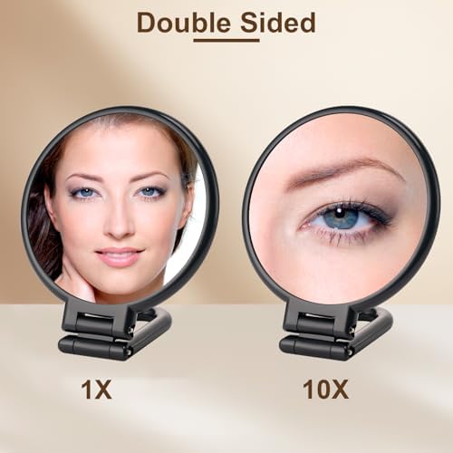 Versatile 10X Magnifying Handheld Mirror with Dual Faces