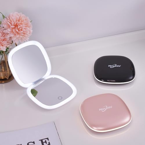 Moccasion LED Mirror for Compact Travel Makeup