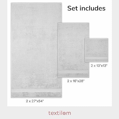 TEXTILOM 100 Turkish Cotton Towel Set Light Grey 6 Pcs Bath Towels