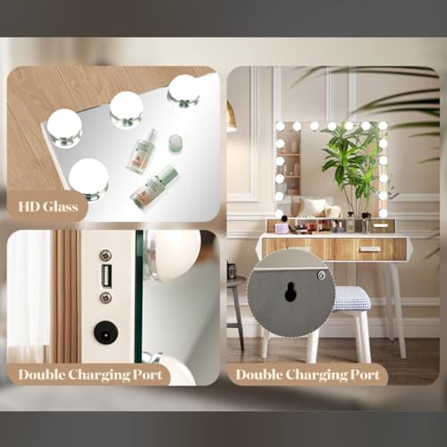 Stylish Vanity Mirror with Bluetooth Music LED Lights