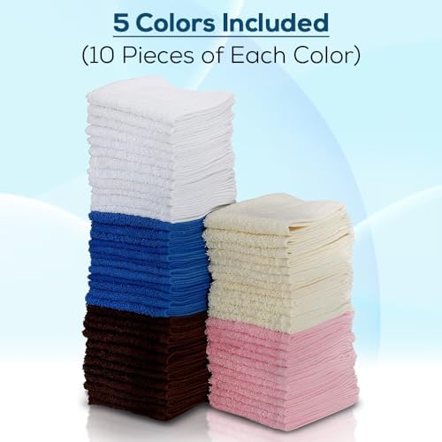 100 Cotton Washcloths Set - Multi Color