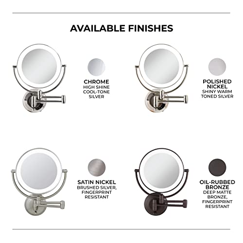 Zadro 11 LED Wall-Mounted Shaving Mirror w Dual Magnifications