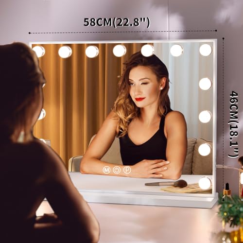 Hansong Vanity Mirror with 15 LED Bulbs 22x18 Make-up Mirror