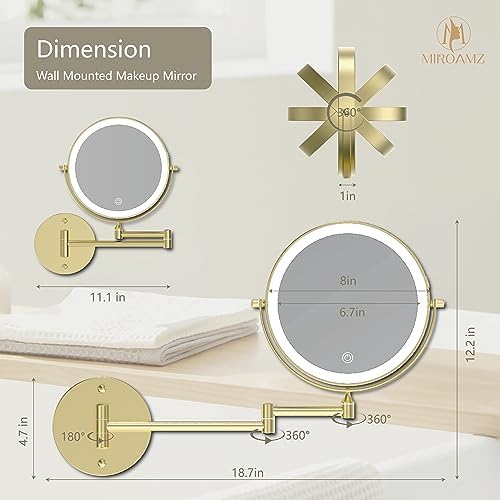 Power Rechargeable Wall-Mounted Makeup Mirror