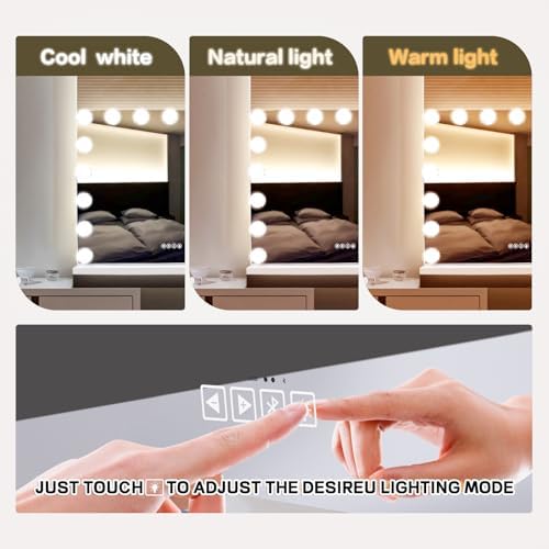 Stylish Vanity Mirror with Bluetooth Music LED Lights