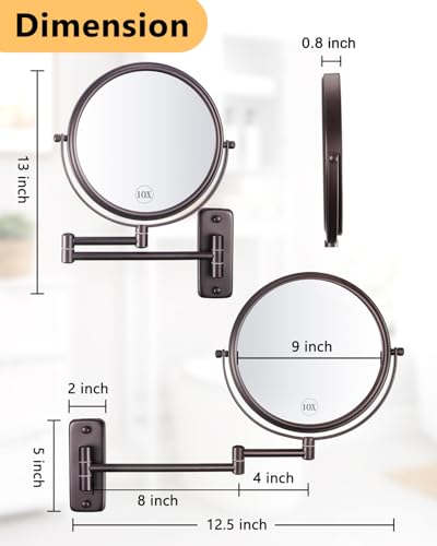 Decluttr 9-Inch Wall-Mounted Magnifying Mirror for Bathroom