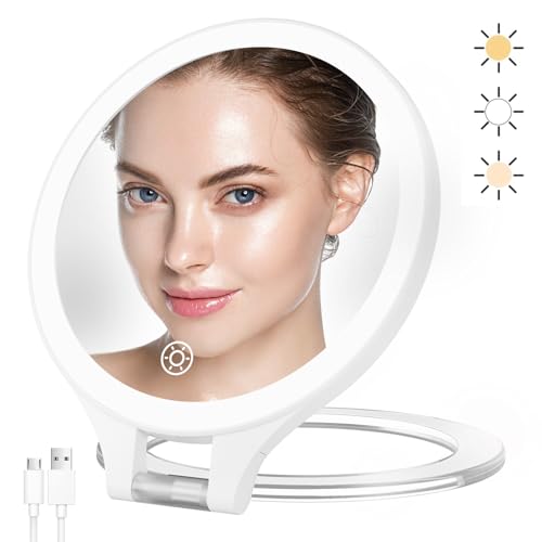 FASCINATE Rechargeable Travel Magnifying Mirror with 10X Increments