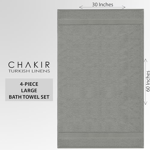 Chakir Turkish Linens Premium 100 Cotton Bath Towels Set of 4