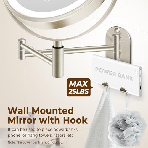 Vivid Lighted Makeup Mirror with 360 Rotation Rechargeable Battery and 10X Magnification