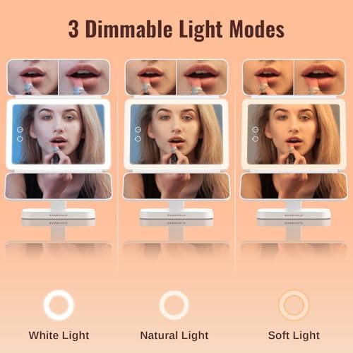 EASEHOLD Trifold Makeup Mirror with Touch Control for Women