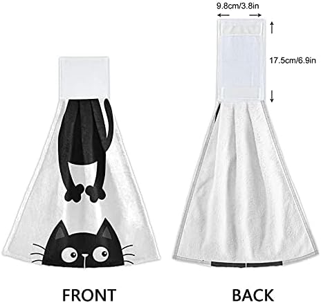 Black Cat Kitchen Hand Towels 2-Piece Set Fast-Drying Absorbent