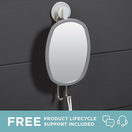 Zenna Home Adhesive or Suction Mount Fogless Shower Mirror