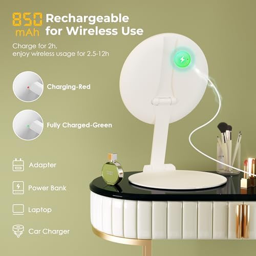 Sucedey Makeup Mirror with Lights 3 Mode Light Rechargeable