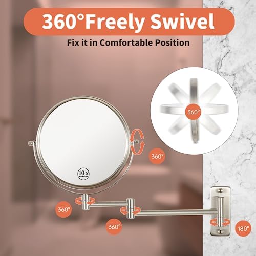 Erlingeryi 8 Double-Sided 10X Makeup Mirror for Bathroom