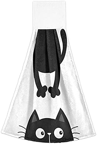 Black Cat Kitchen Hand Towels 2-Piece Set Fast-Drying Absorbent