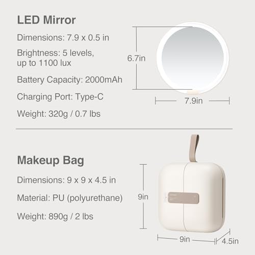 AMIRO LumoCube Travel Makeup Organizer White
