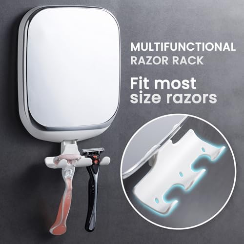 TAILI Fogless shower mirror with Razor Holder White