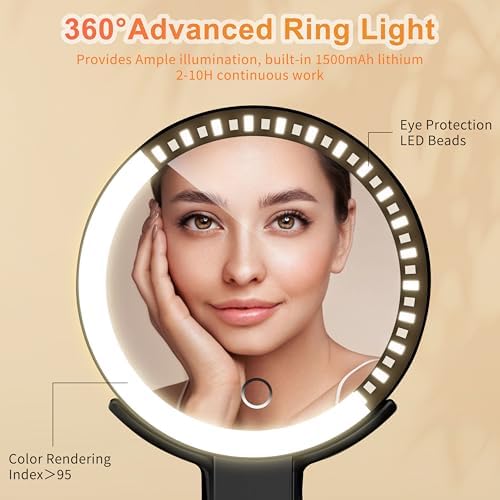 Compact Travel Makeup Mirror for Women with 3 Lighting Modes