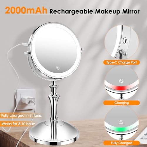 Ultimate LED Makeup Mirror 10X Rotate 360